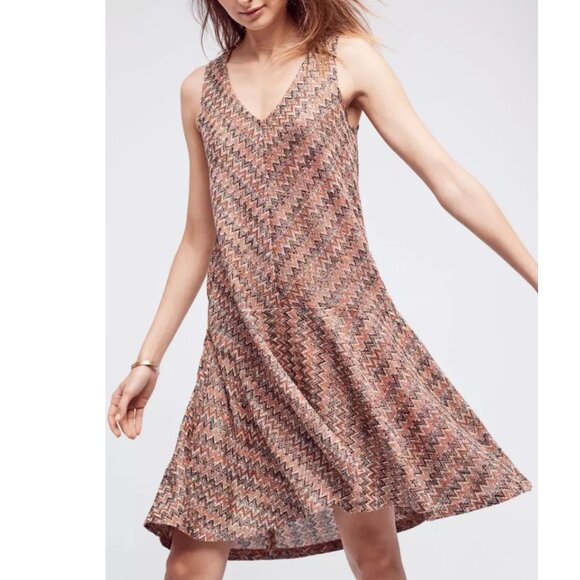 Maeve by Anthropologie Westwater Chevron Knit Sleeveless Fit & Flare Dress M - Picture 1 of 12
